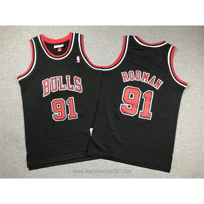 Camiseta Nino Chicago Bulls Dennis Rodman #91 Mitchell & Ness 1997-98 Negro